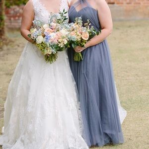 Revelry Rosalie Tulle Blue Gray Full Length Size 10 Dress